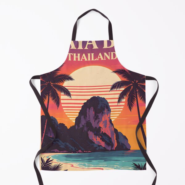 Item preview, Maya Bay Thailand Retro Sunset Travel Poster Tropical Beach Wall Art designed and sold by Spirit of Siam.
