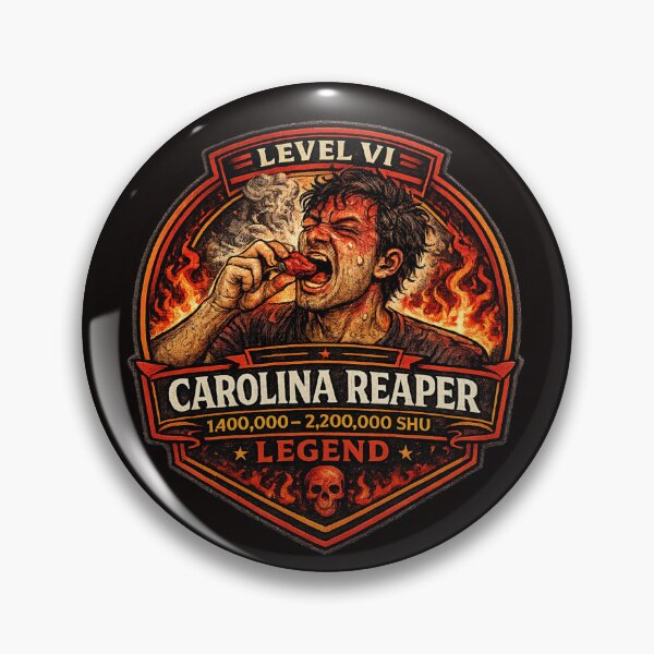 Item preview, Carolina Reaper Heat Level Badge – Level VI Legend | Ultimate Spicy Pepper Challenge Design designed and sold by Tadeusz1.
