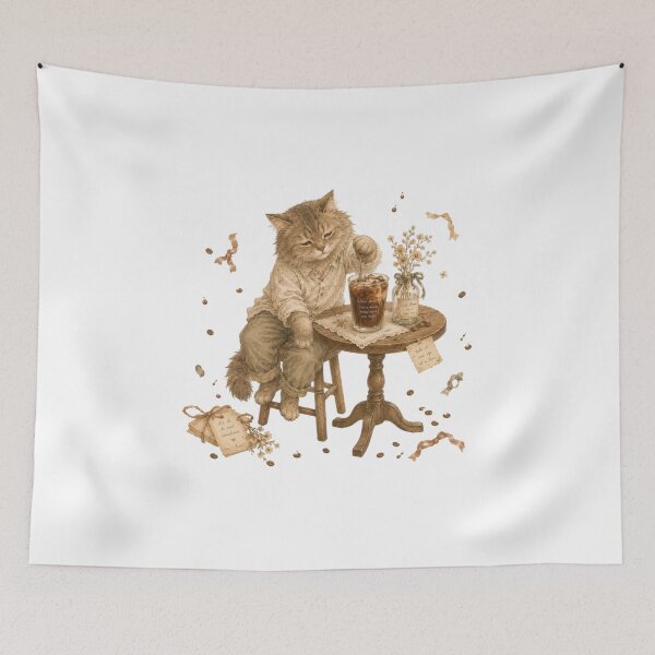 Item preview, Cute Cat Iced Coffee Lover Home Cafe Cottagecore Aesthetic designed and sold by AQUILAKREO.