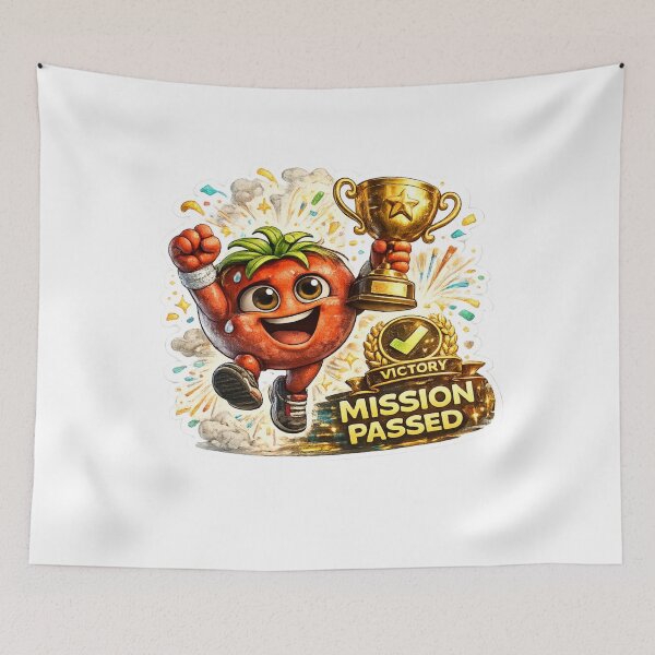 Item preview, Funny Tomato Mission Passed Victory Gaming Meme Sticker designed and sold by Bhinfy.