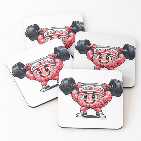 Item preview, Strong Brain Gym Motivation – Muscular Brain Lifting Barbell Cartoon designed and sold by Jlespors09.