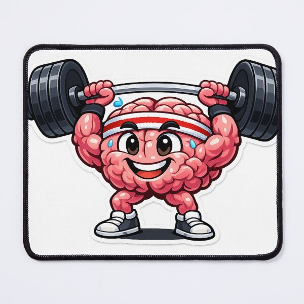 Item preview, Strong Brain Gym Motivation – Muscular Brain Lifting Barbell Cartoon designed and sold by Jlespors09.