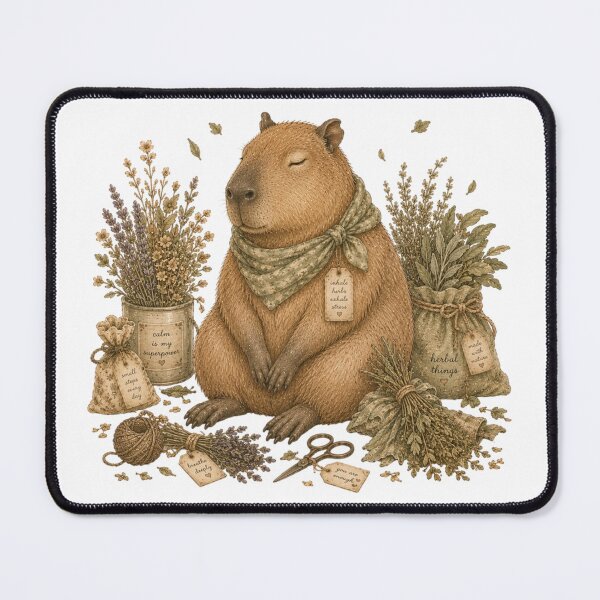 Item preview, Vintage Capybara Herbalist Dried Lavender Cottagecore Aesthetic designed and sold by AQUILAKREO.