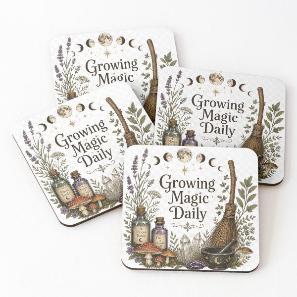 Item preview, Growing Magic Daily – Cottagecore Witchy Botanical Design | Moon, Crystals & Potion Art designed and sold by ColorClouds.
