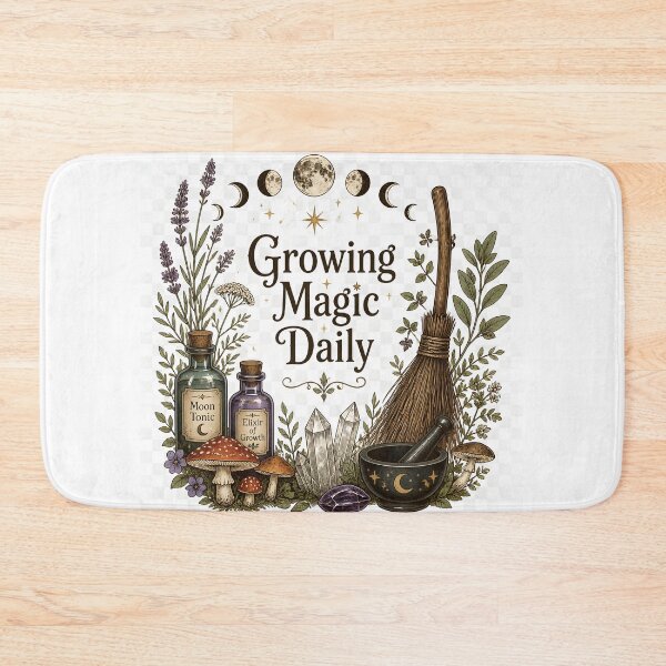 Item preview, Growing Magic Daily – Cottagecore Witchy Botanical Design | Moon, Crystals & Potion Art designed and sold by ColorClouds.