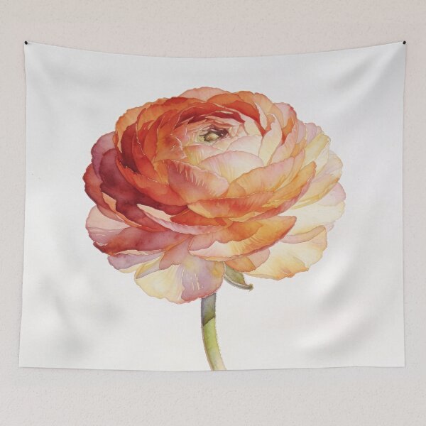 Item preview, Elegant Terracotta Watercolor Ranunculus - Minimalist Japandi Botanical Wall Art designed and sold by sana designer.