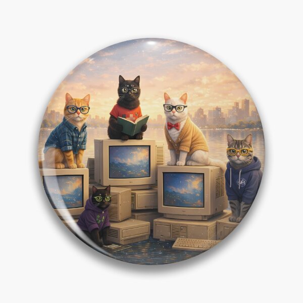 Item preview, Retro Tech Geeky Cats designed and sold by M-Y-A-R-T-.