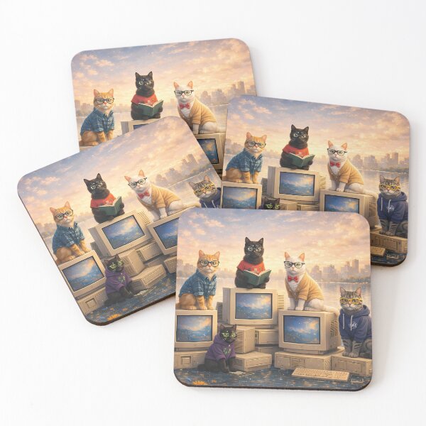 Item preview, Retro Tech Geeky Cats designed and sold by M-Y-A-R-T-.