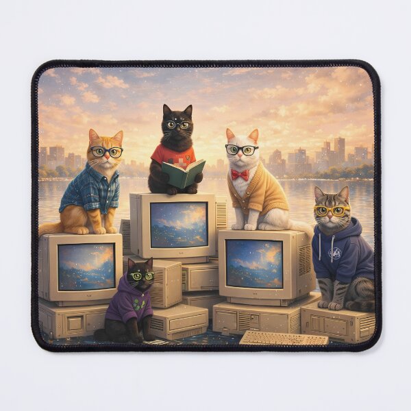 Item preview, Retro Tech Geeky Cats designed and sold by M-Y-A-R-T-.