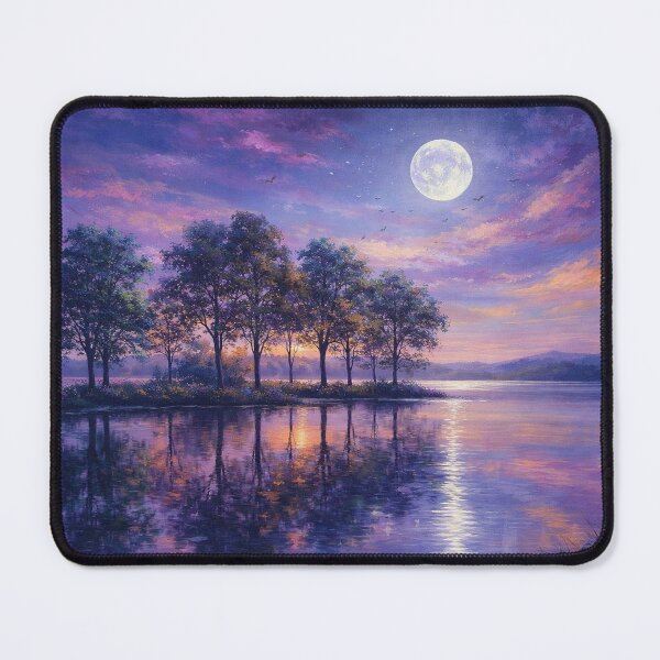 Item preview, Purple Pink Moonlight Lake Landscape Full Moon Reflection designed and sold by Joey Santiago.