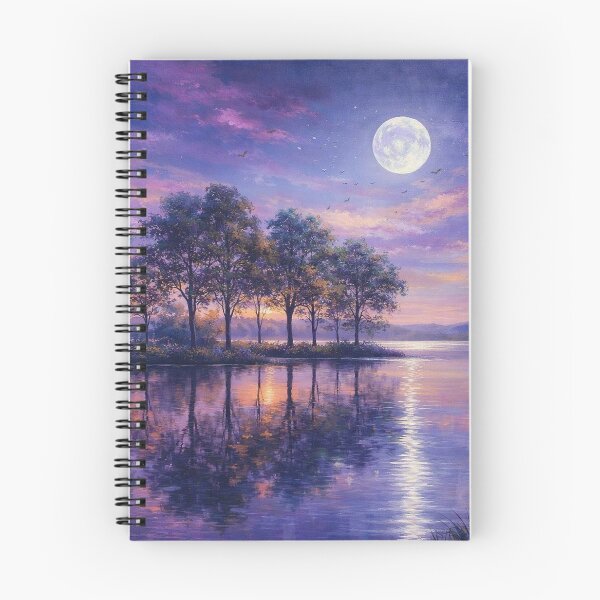 Item preview, Purple Pink Moonlight Lake Landscape Full Moon Reflection designed and sold by Joey Santiago.