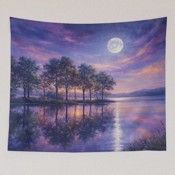 Item preview, Purple Pink Moonlight Lake Landscape Full Moon Reflection designed and sold by Joey Santiago.