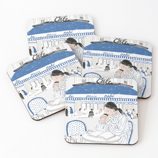 Item preview, Black & White Striped Café Chic Fashion Illustration designed and sold by Ramona-Gliga.