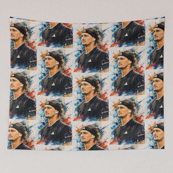 Item preview, Alexander Zverev Colorful Paint Splatter Watercolor Tennis Portrait designed and sold by Holy-Verse.
