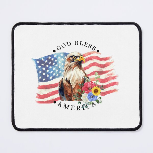 Item preview, Watercolor God Bless America Flag Design with Eagle & Flower Spray designed and sold by jeweleddesigns.