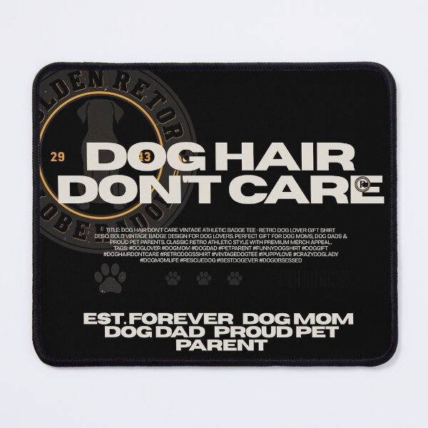 Item preview, Dog Hair Don't Care Vintage Athletic Badge Tee designed and sold by GraphicGlowTeesStore.