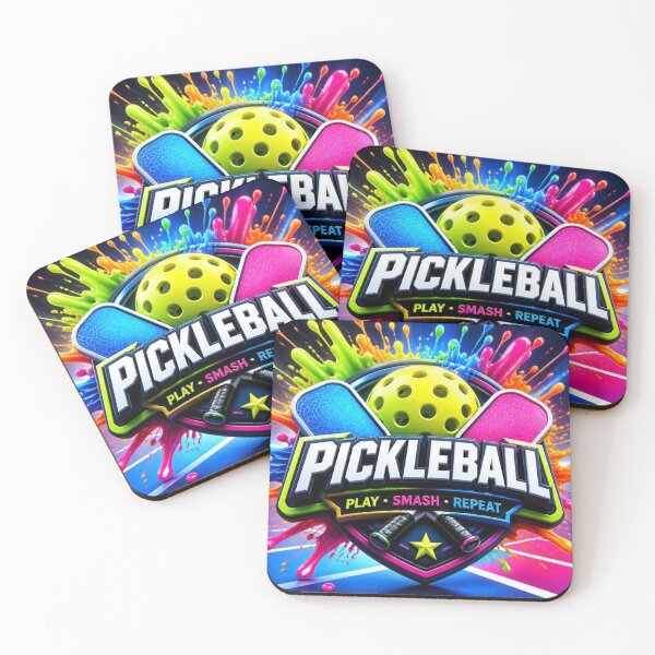 Item preview, Pickleball Play Smash Repeat Neon Splash Logo designed and sold by AgnesB77.