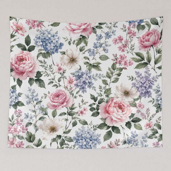 Item preview, Vintage Pink Peony and Hydrangea Floral Garden designed and sold by Owcomm.