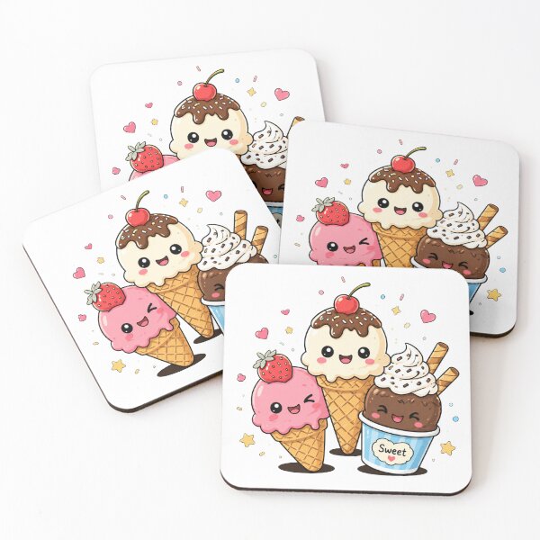 Item preview, Adorably cute kawaii ice creams designed and sold by KM Design.