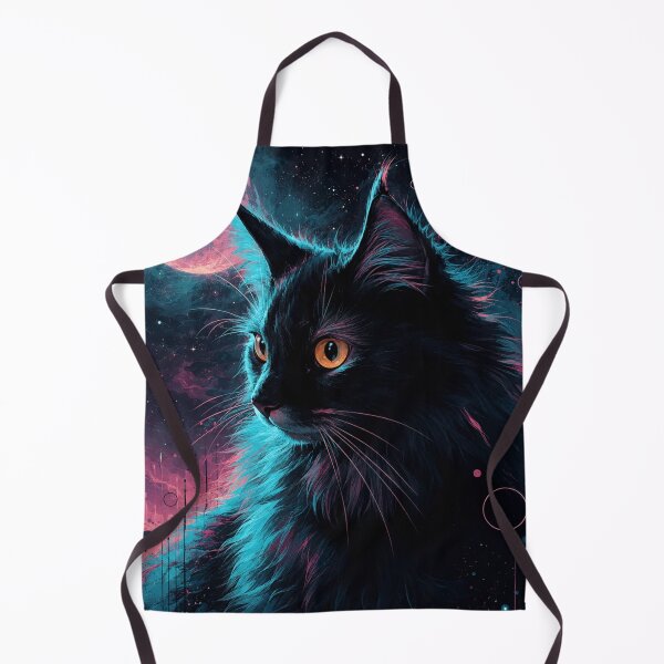 Item preview, Black Cat Galaxy Art | Cosmic Cat Wall Decor | Mystical Space Aesthetic Illustration designed and sold by AbstractAuraArt.