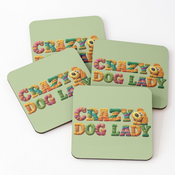Item preview, Crazy Dog Lady Embroidered Puppy Typography designed and sold by MegaNovaArt.