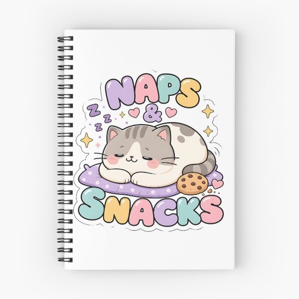 Item preview, Naps and Snacks Lazy Kawaii Cat Saying designed and sold by BoosterShop.