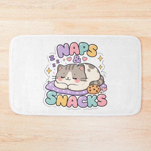 Item preview, Naps and Snacks Lazy Kawaii Cat Saying designed and sold by BoosterShop.