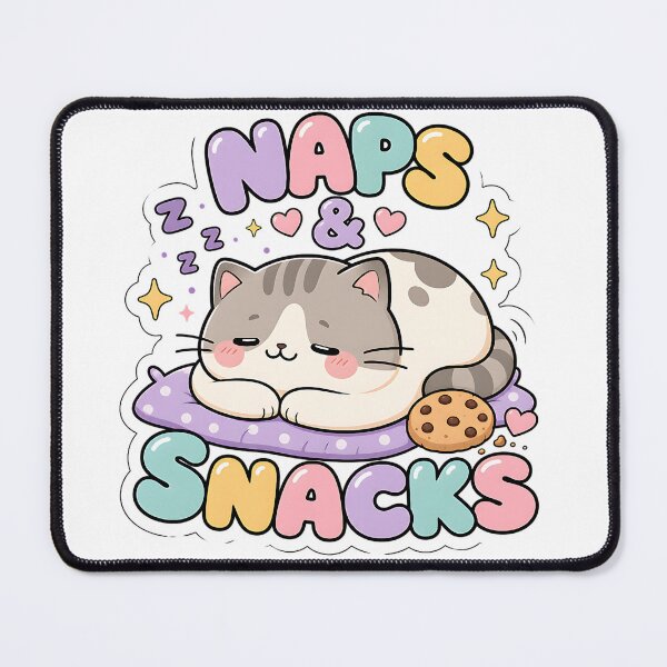 Item preview, Naps and Snacks Lazy Kawaii Cat Saying designed and sold by BoosterShop.