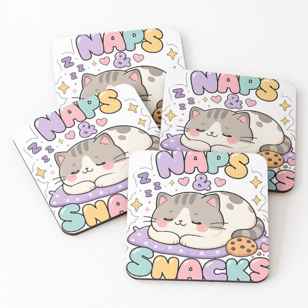 Item preview, Naps and Snacks Lazy Kawaii Cat Saying designed and sold by BoosterShop.