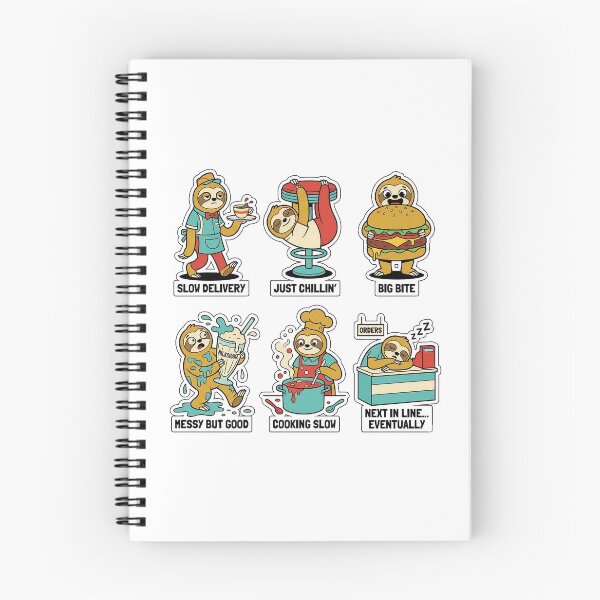 Item preview, Retro Sloth Fast Food Sticker Pack - Vintage Waiter & Cafe Puns designed and sold by SimpleP.
