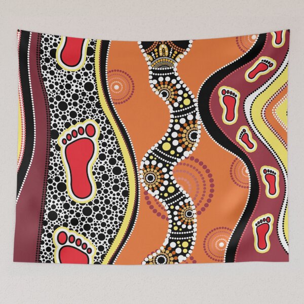 Artikelvorschau, Bettwäsche-Set mit Aborigine-Punktmalerei und Schlangenmotiv entworfen und verkauft von AboriginalartVI.
