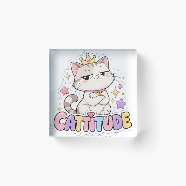 Item preview, Cattitude Cheeky Kawaii Cat with Crown designed and sold by BoosterShop.