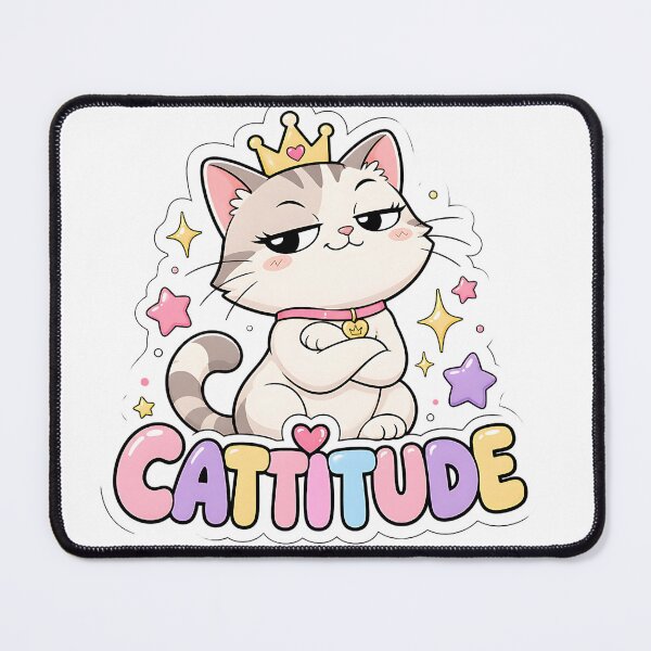 Item preview, Cattitude Cheeky Kawaii Cat with Crown designed and sold by BoosterShop.