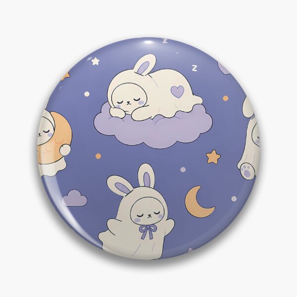 Item preview, Sleepy Ghost Bunny Kawaii Pattern designed and sold by Soft Berry Studio.