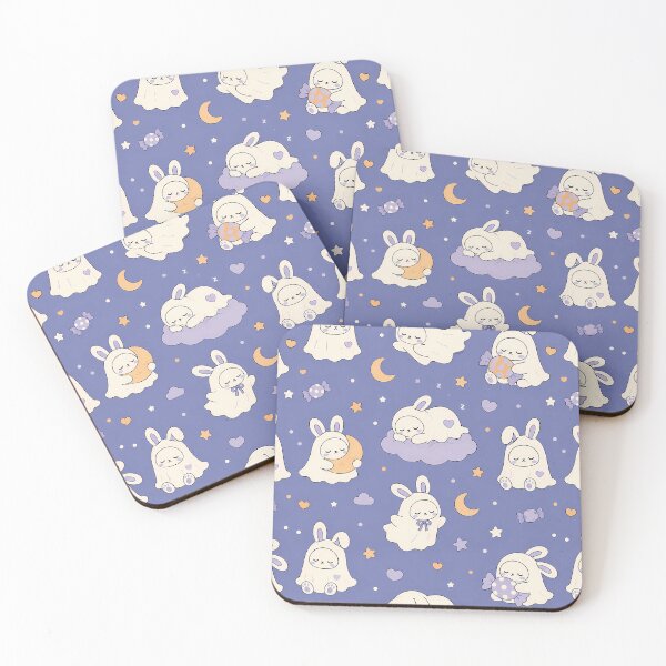 Item preview, Sleepy Ghost Bunny Kawaii Pattern designed and sold by Soft Berry Studio.