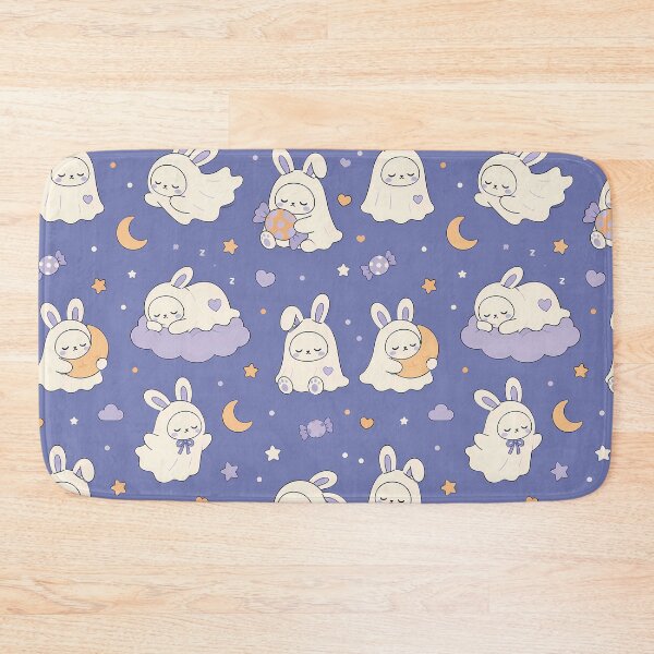Item preview, Sleepy Ghost Bunny Kawaii Pattern designed and sold by Soft Berry Studio.