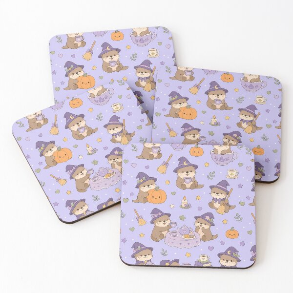 Item preview, Otter Witch Tea Party Kawaii Pattern designed and sold by Soft Berry Studio.
