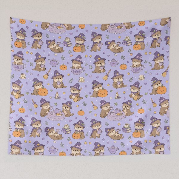 Item preview, Otter Witch Tea Party Kawaii Pattern designed and sold by Soft Berry Studio.