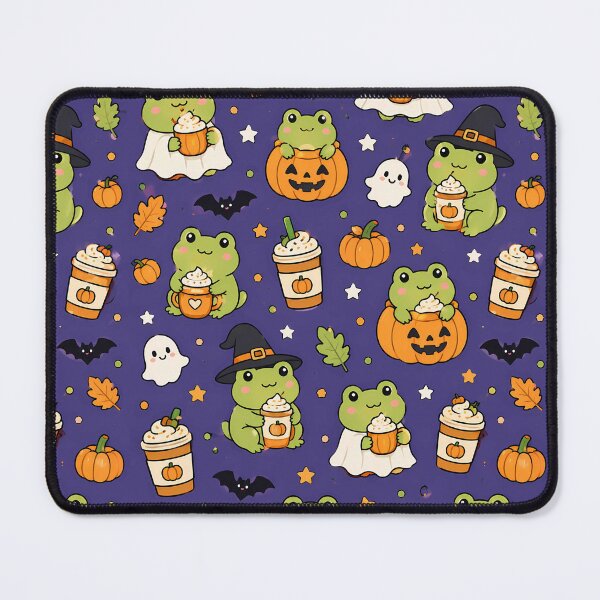 Item preview, Frog Pumpkin Latte Kawaii Pattern designed and sold by Soft Berry Studio.