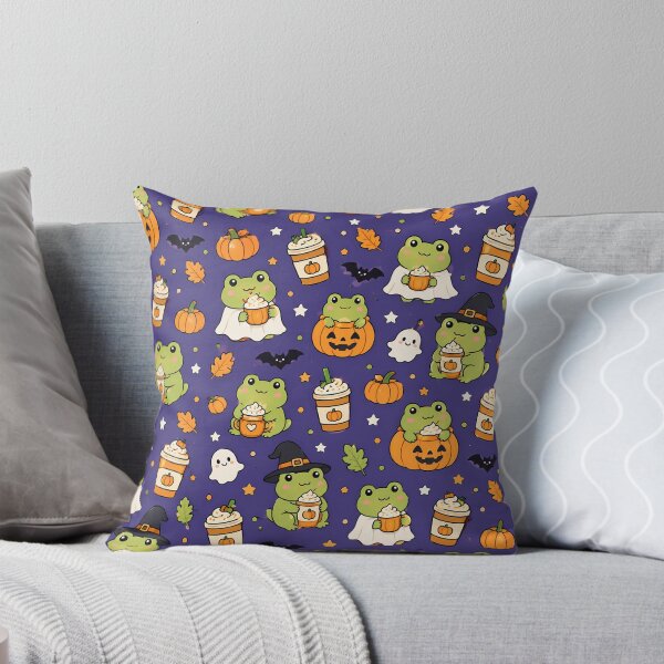 Item preview, Frog Pumpkin Latte Kawaii Pattern designed and sold by Soft Berry Studio.