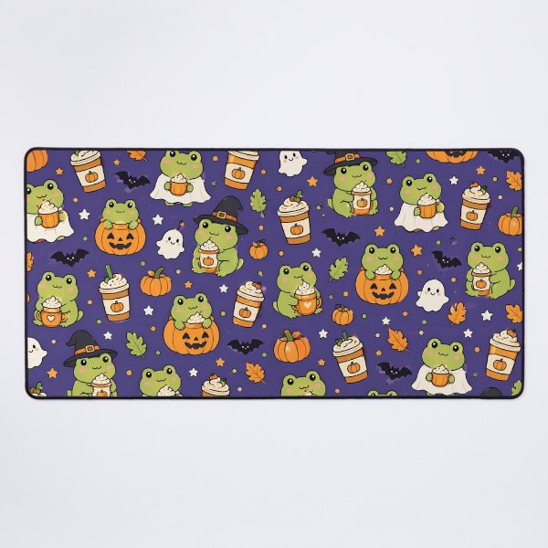 Item preview, Frog Pumpkin Latte Kawaii Pattern designed and sold by Soft Berry Studio.