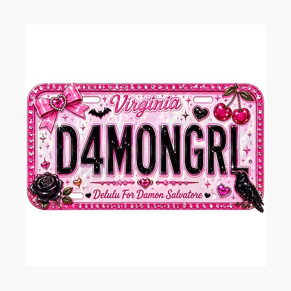 Item preview, Pink Coquette License Plate | Vampire Romance Aesthetic | Girly Goth Glitter Design designed and sold by Delenasdiary.