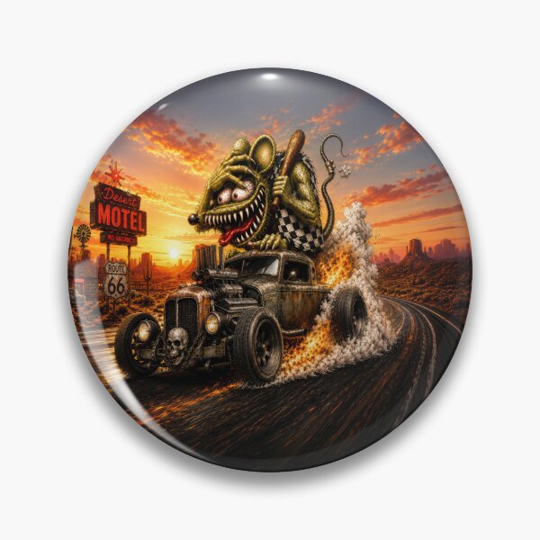 Item preview, Monster Rat Rat Rod Route 66 Desert Burnout Hot Rod Kustom Kulture Art designed and sold by artistwill.