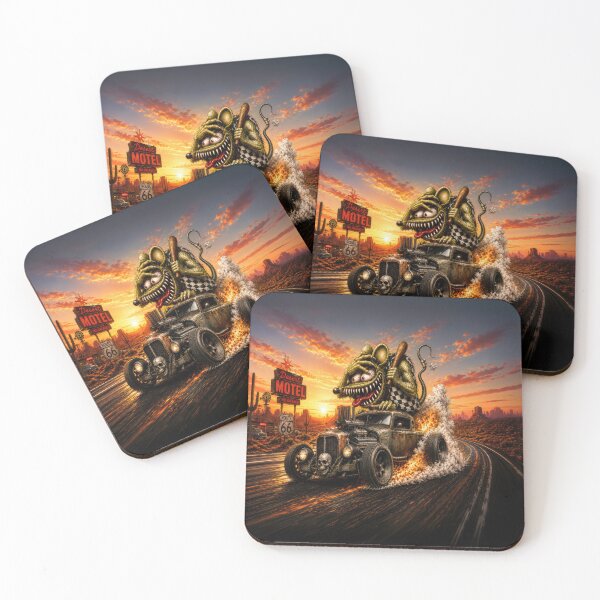 Item preview, Monster Rat Rat Rod Route 66 Desert Burnout Hot Rod Kustom Kulture Art designed and sold by artistwill.