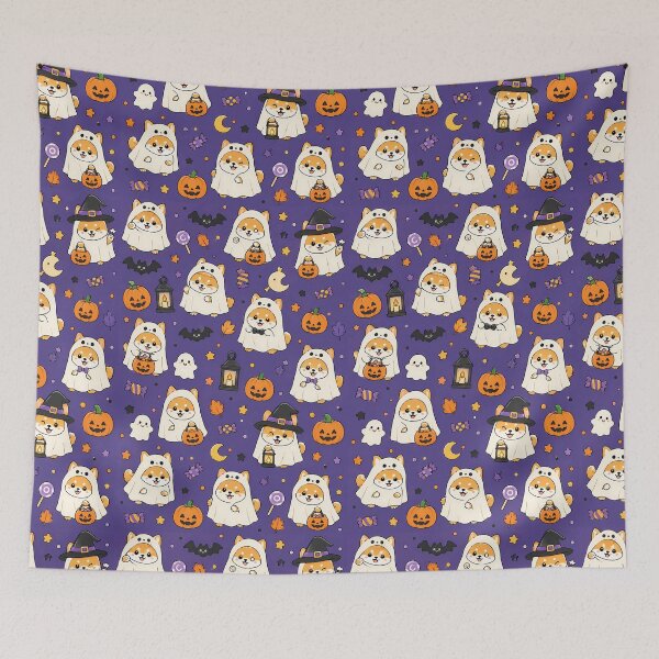 Item preview, Shiba Ghost Parade Kawaii Pattern designed and sold by Soft Berry Studio.