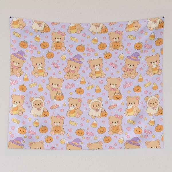 Item preview, Teddy Bear Candy Corn Kawaii Pattern designed and sold by Soft Berry Studio.