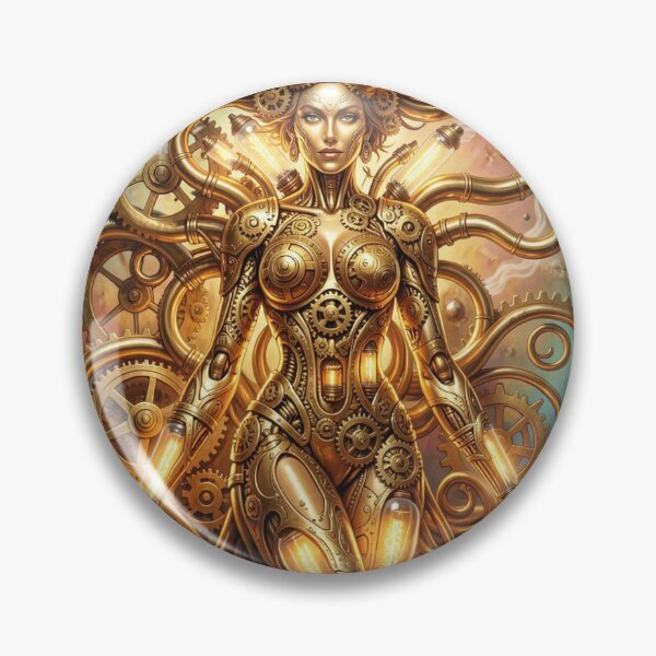 Item preview, Steampunk Mecha Goddess – Golden Gear Fusion & Futuristic Victorian Power Design designed and sold by FotoworldEdel.
