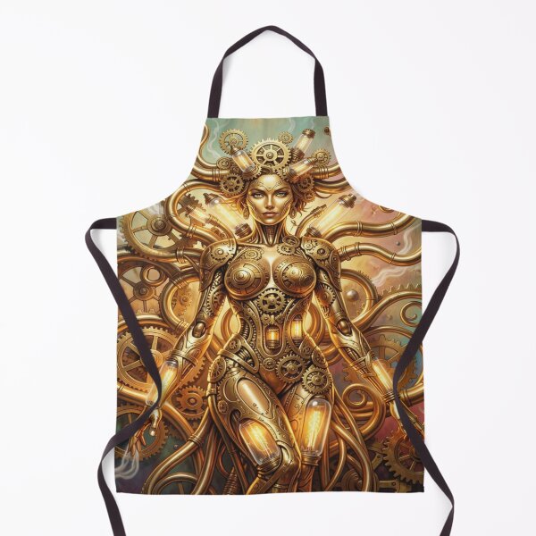 Item preview, Steampunk Mecha Goddess – Golden Gear Fusion & Futuristic Victorian Power Design designed and sold by FotoworldEdel.