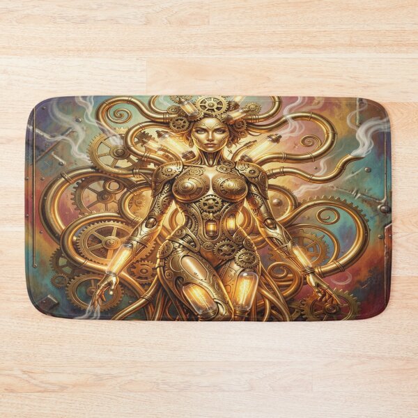 Item preview, Steampunk Mecha Goddess – Golden Gear Fusion & Futuristic Victorian Power Design designed and sold by FotoworldEdel.