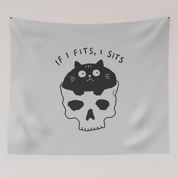 Item preview, If It Fits I Sit Black Cat Skull  designed and sold by NQArtist.